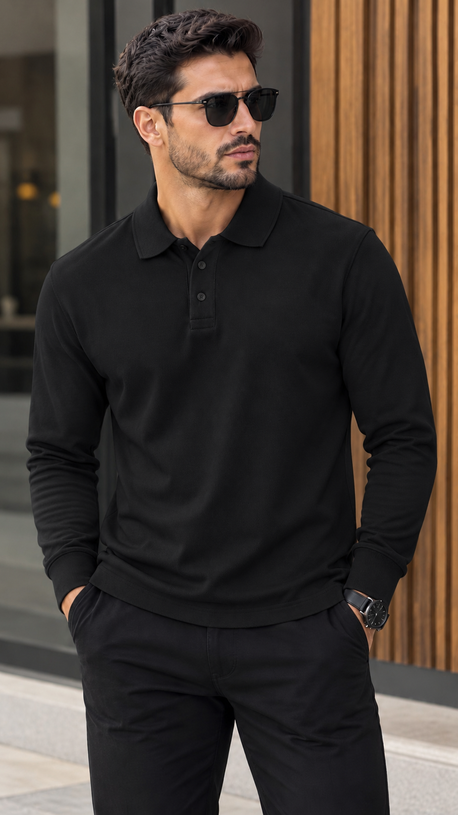 Polo homme manches longues