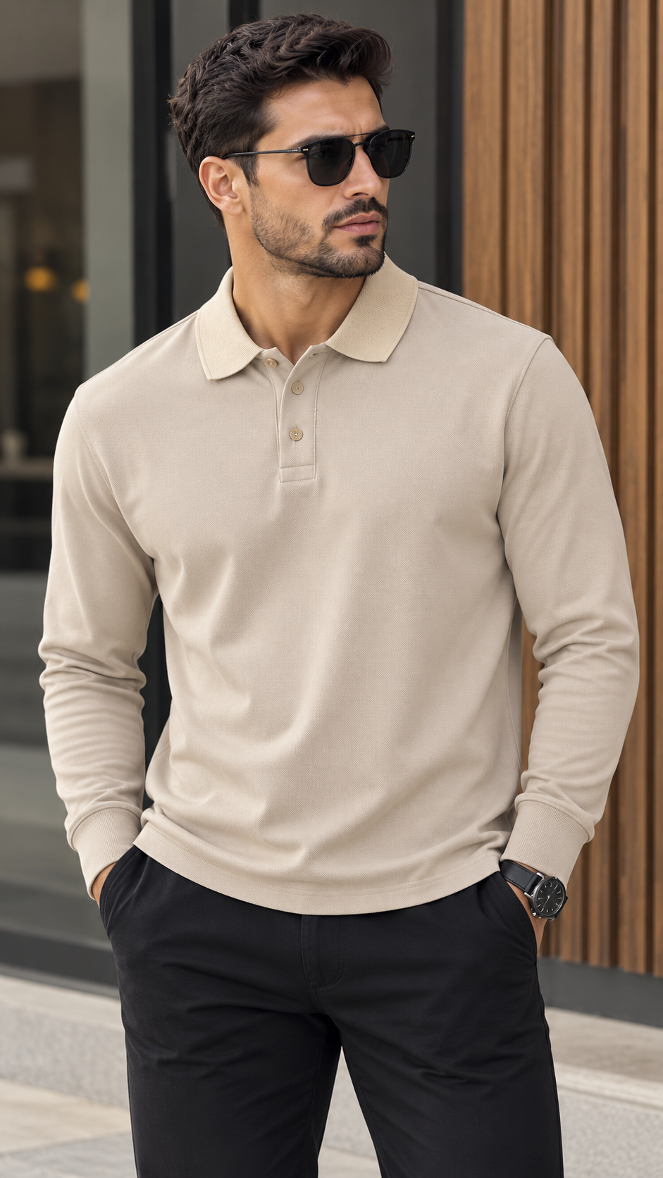 Polo homme manches longues