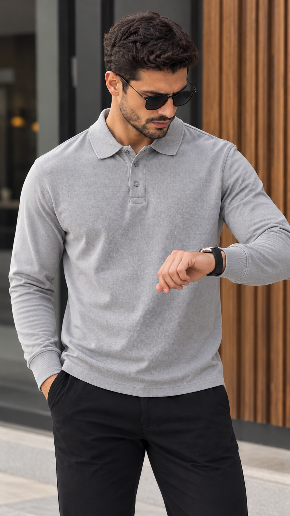 Polo homme manches longues