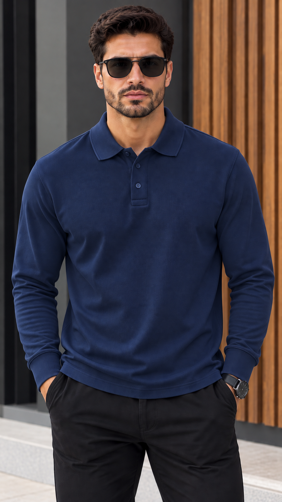Polo homme manches longues