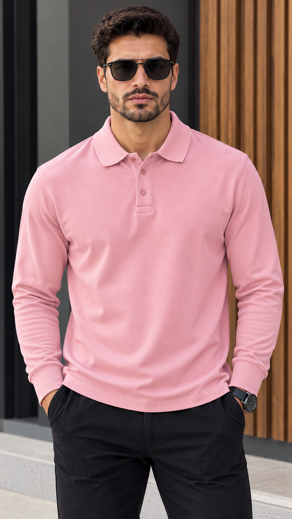 Polo homme manches longues
